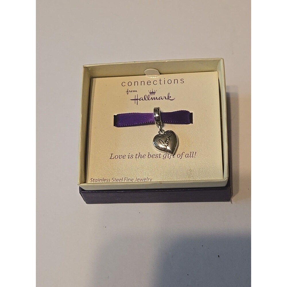 Hallmark Connections Charm Stainless Steel Bead Heart Love Dangle Valentine NIB